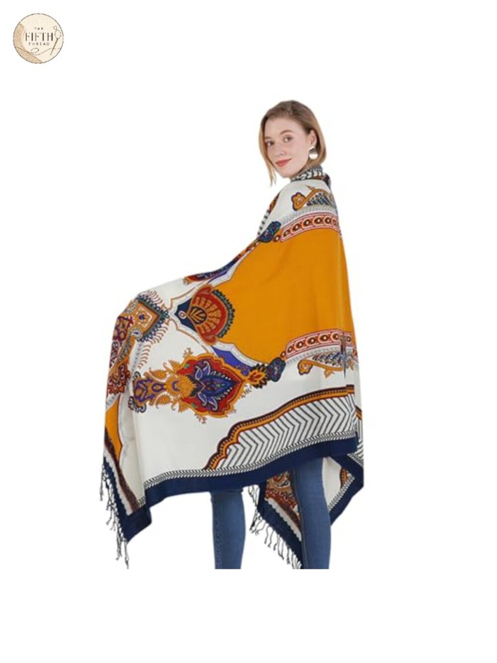 Merino Wool Pashmina Shawl Oversized Travel Wrap Blanket